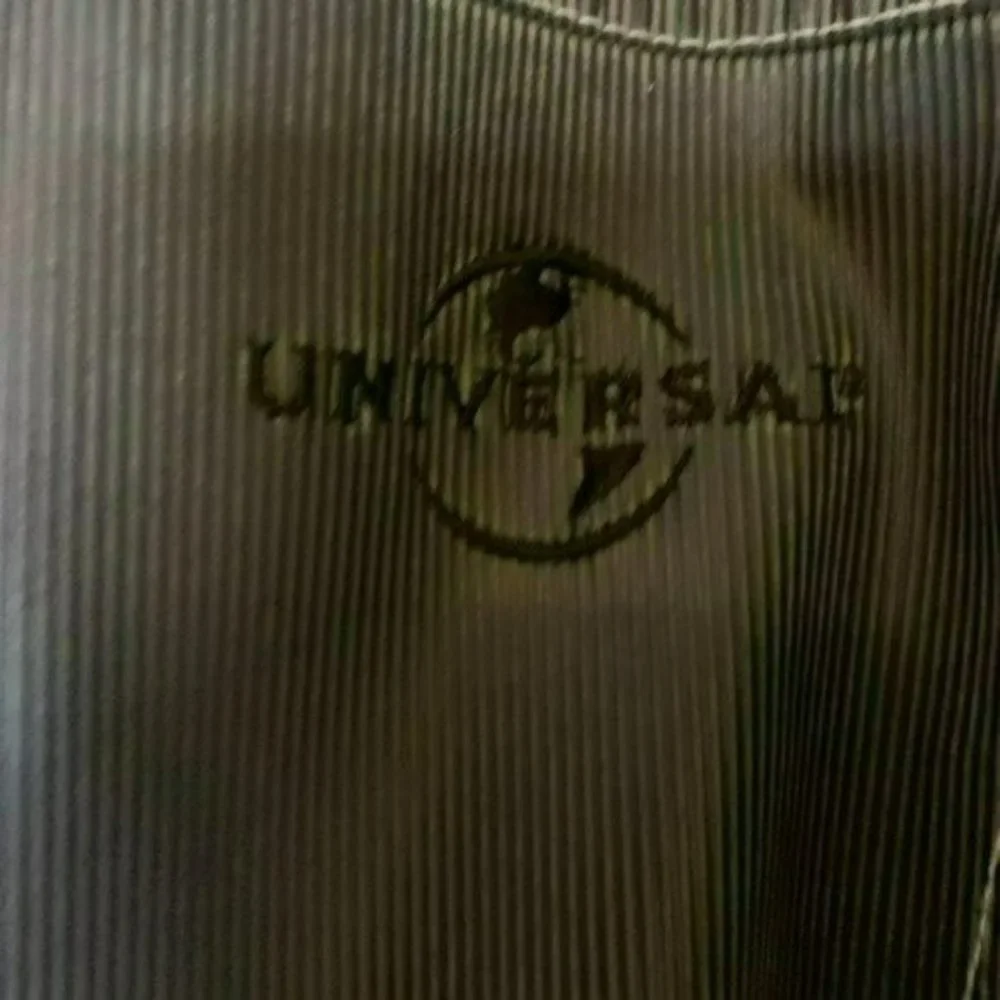 Universal Studios Retro Brown Pinstriped Faux Fur Lined Bomber Jacket Size M - Picture 10 of 15